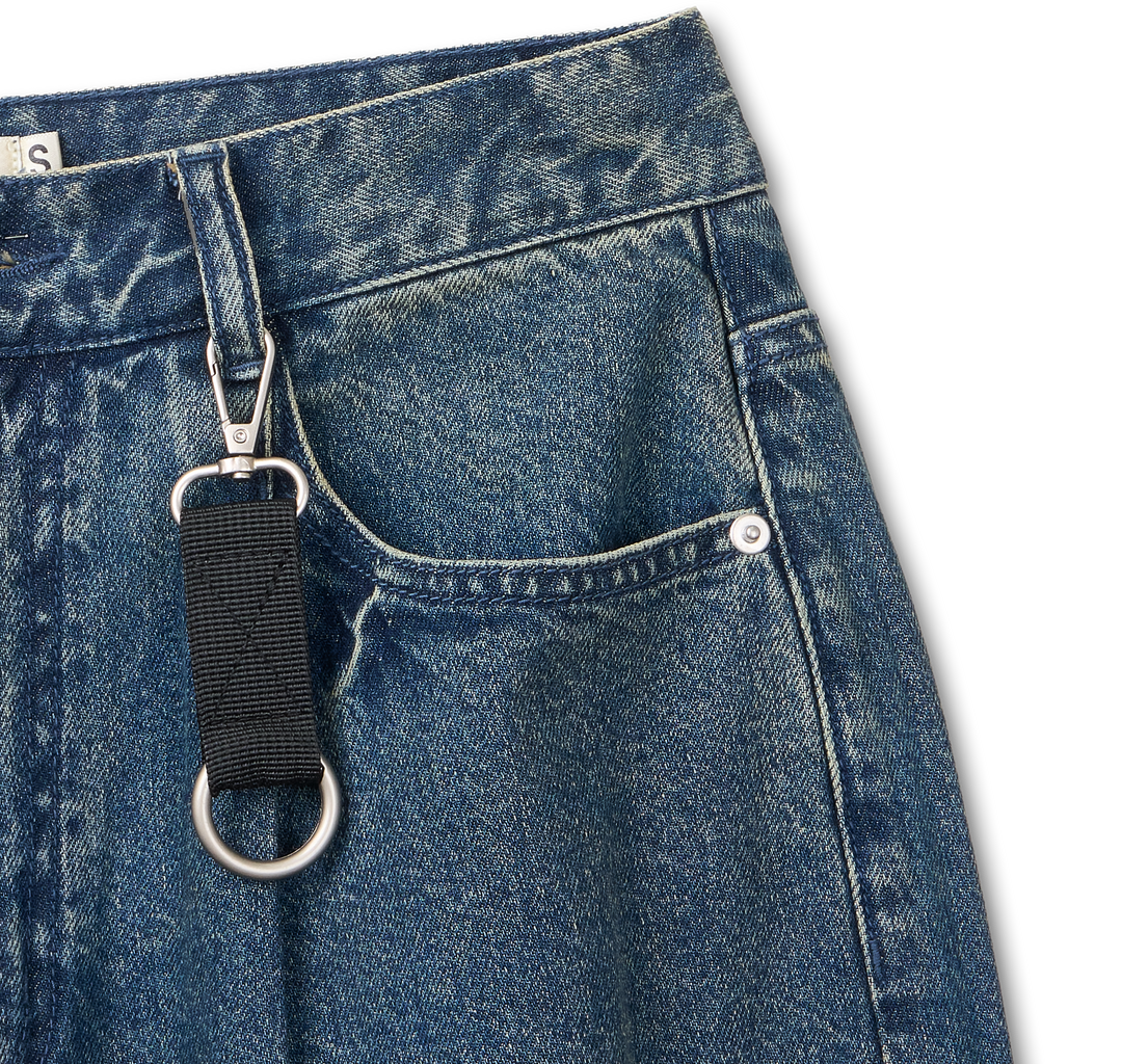 [Keyring Set]  Work Wide Denim Pants - Washed Indigo