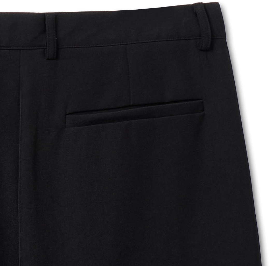 Pin tucks Wide Slacks - black