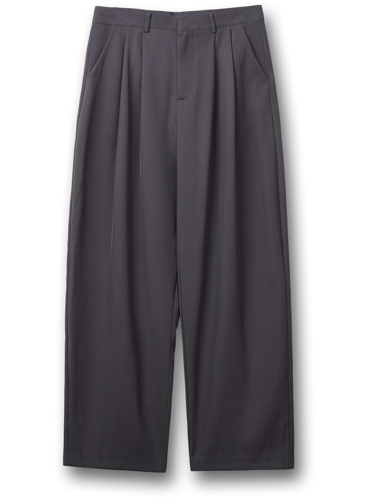 Pin tucks Wide Slacks - Charcoal