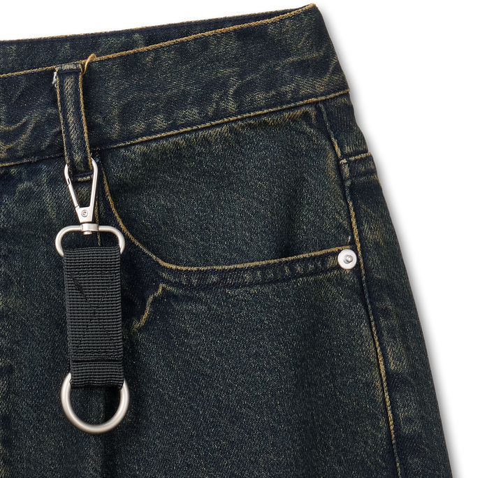 [Keyring Set]  Work Wide Denim Pants - Tint black