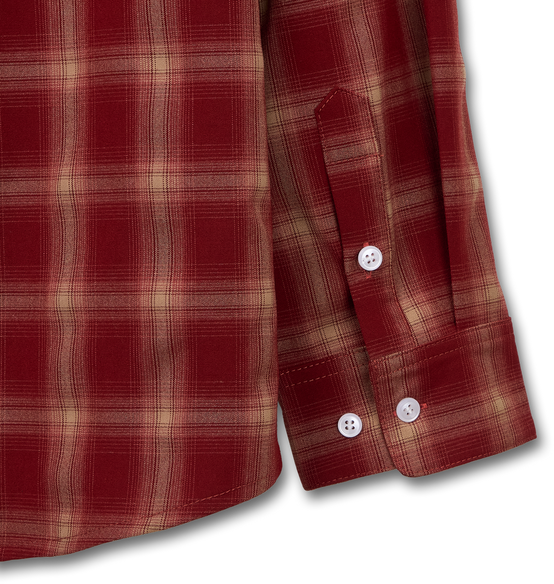 One Pocket City Ombre Check Shirt - Red