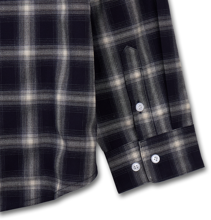 One Pocket City Ombre Check Shirt - Navy