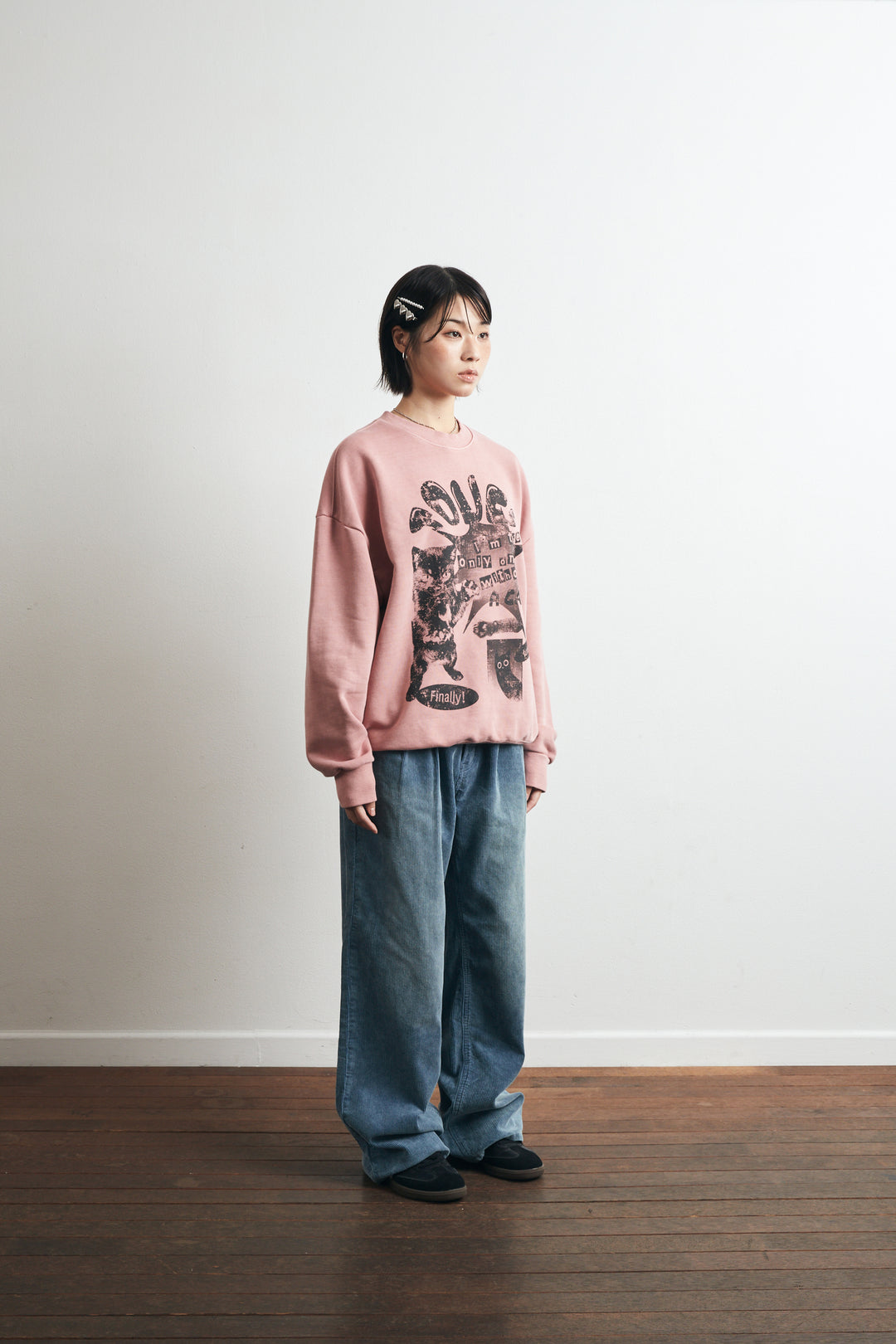 Sweety Cat Pigment Man to Sweatshirt - Indie Pink