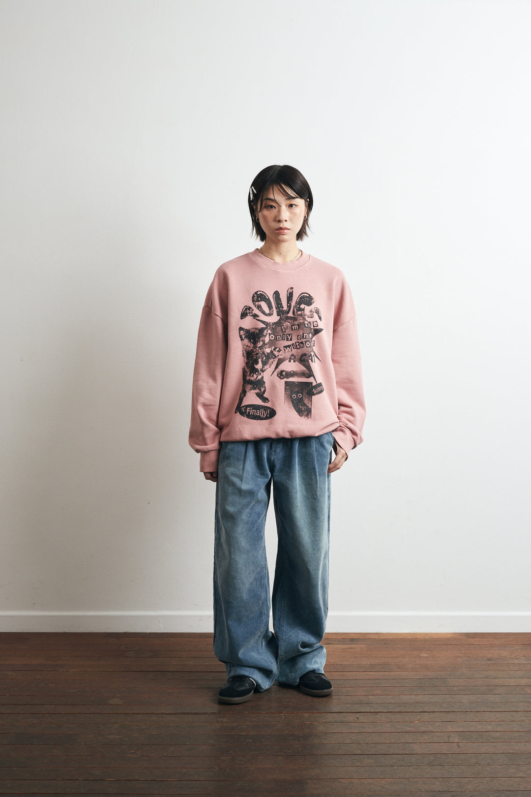 Sweety Cat Pigment Man to Sweatshirt - Indie Pink