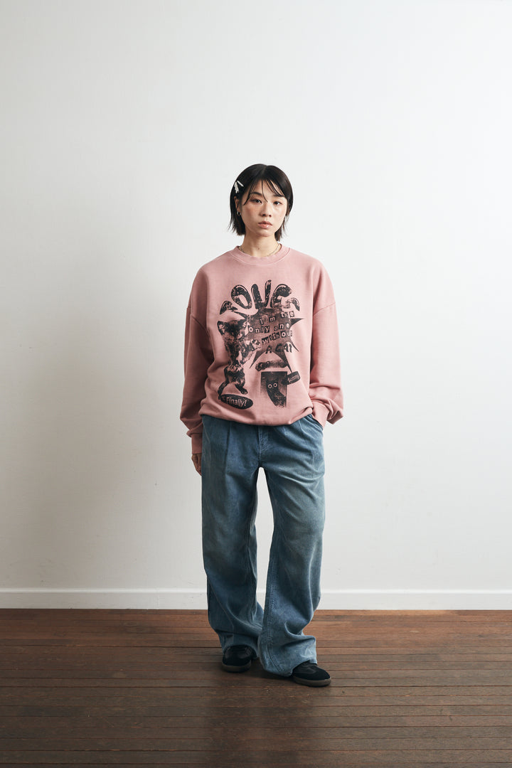 Sweety Cat Pigment Man to Sweatshirt - Indie Pink