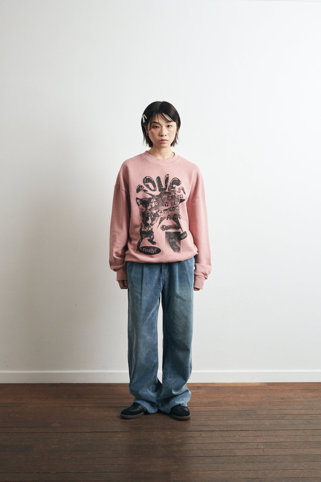 Sweety Cat Pigment Man to Sweatshirt - Indie Pink