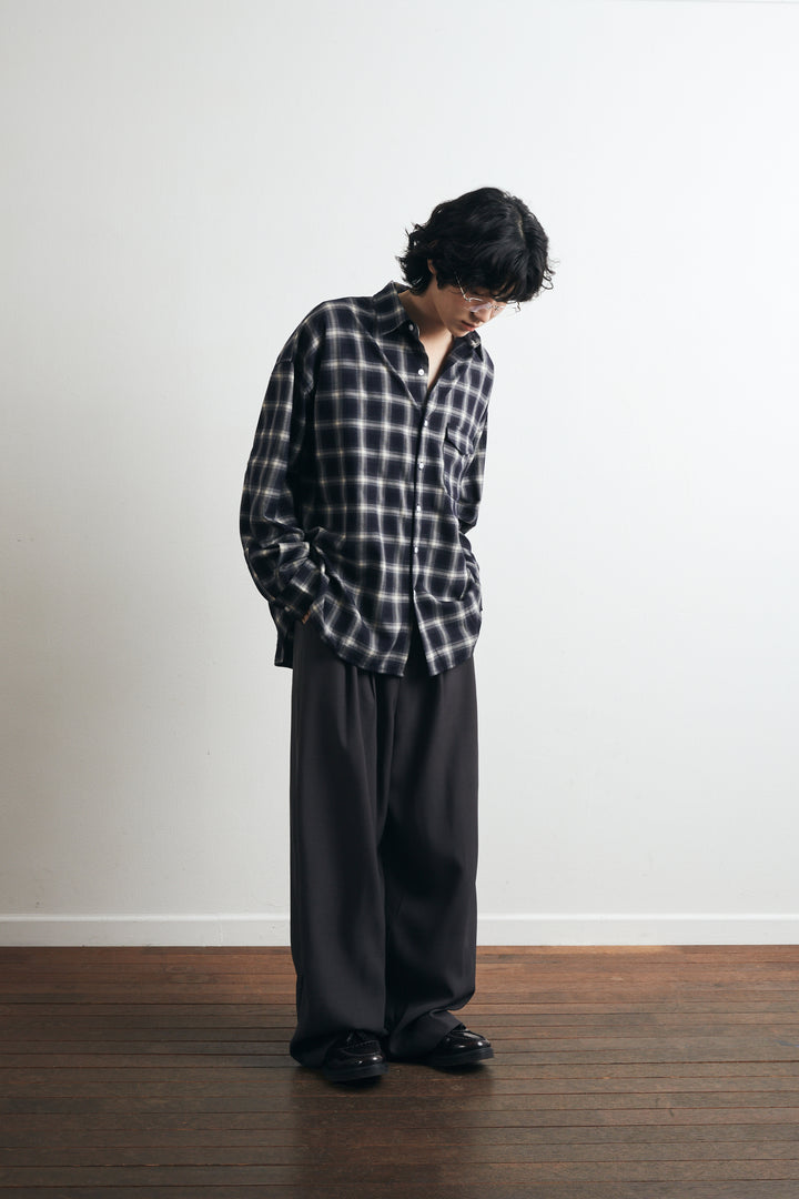 One Pocket City Ombre Check Shirt - Navy