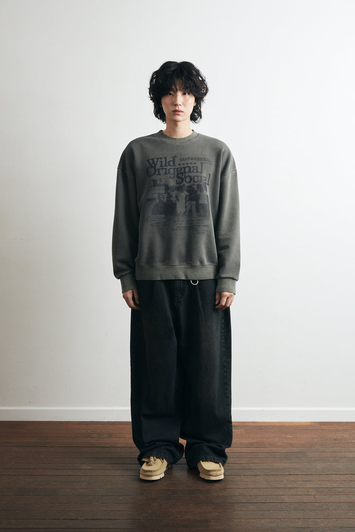 Wild Social Pigment Sweatshirt -  Khaki