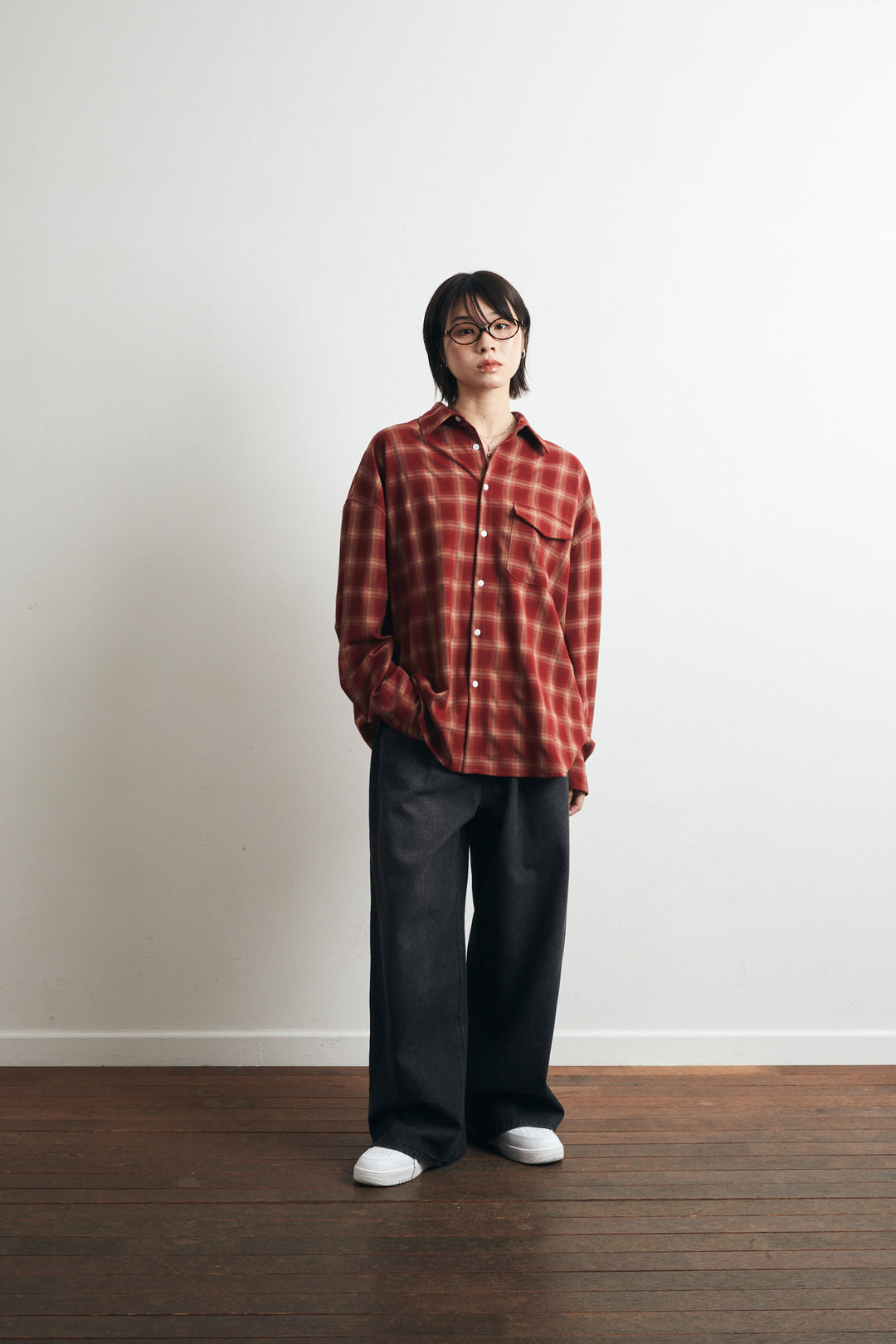 One Pocket City Ombre Check Shirt - Red