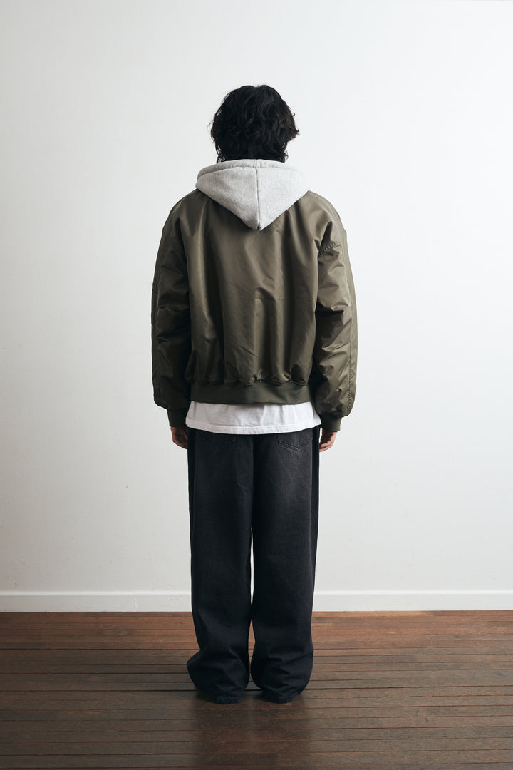 Layered padded hooded MA-1 jacket - Khaki