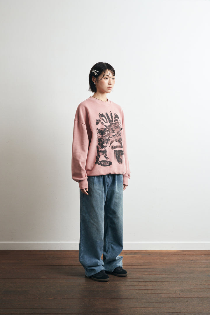 Fading Corduroy Wide Pants - snow indigo