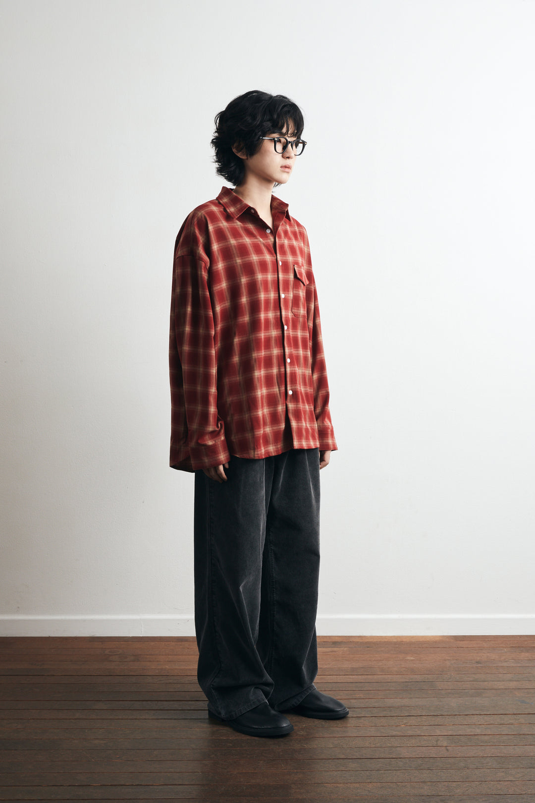 One Pocket City Ombre Check Shirt - Red