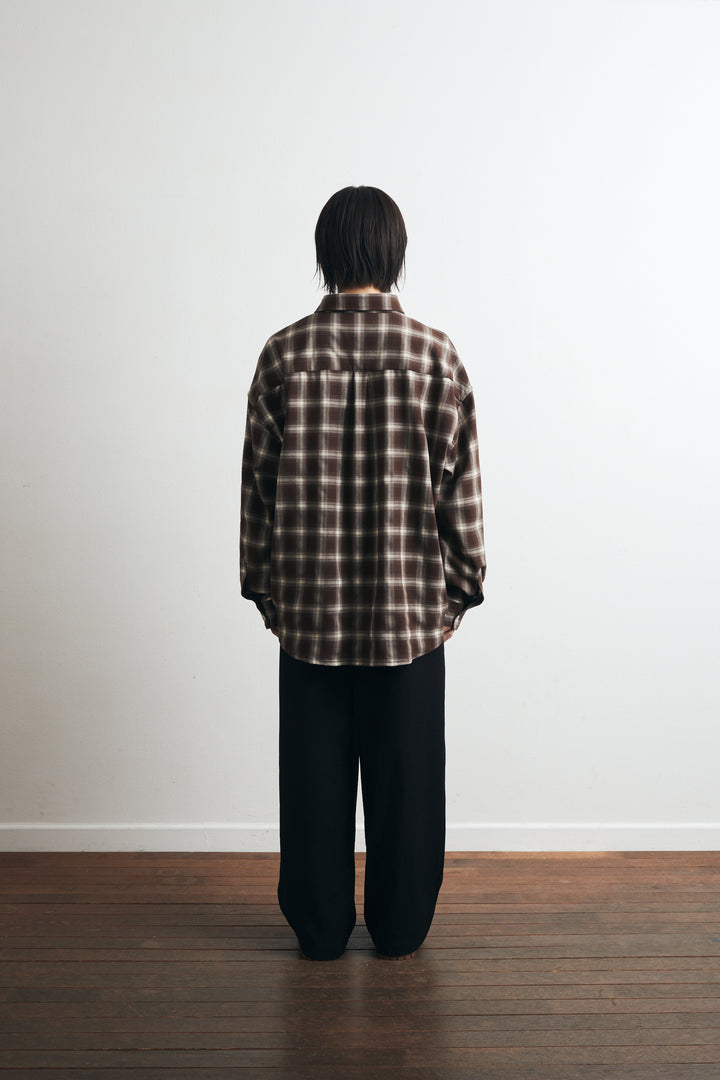 One Pocket City Ombre Check Shirt - Brown