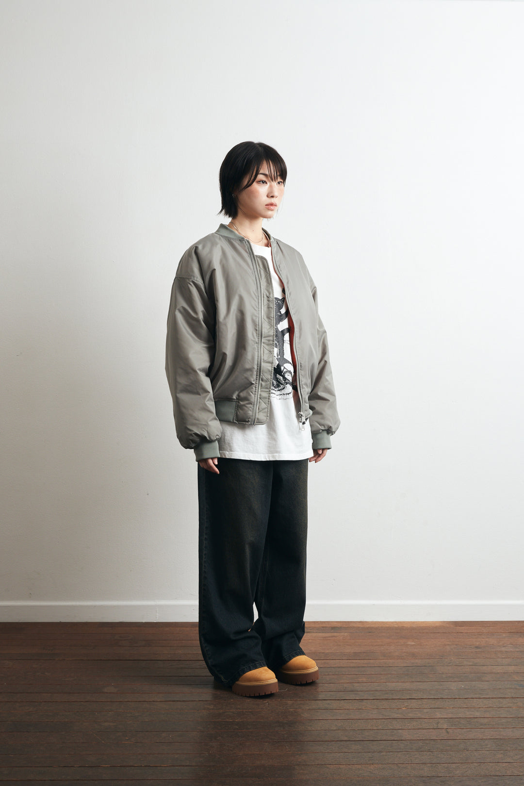 Padded MA-1 Overfit Jacket - Grayish Khaki