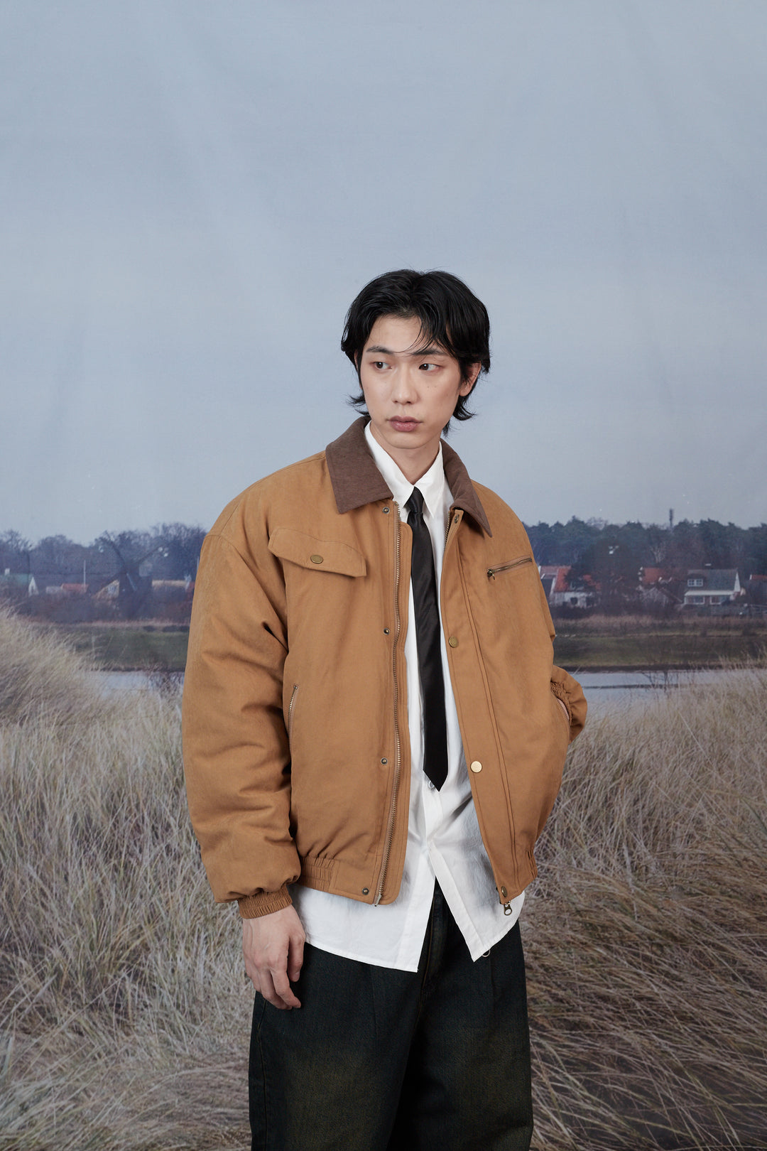 B-15 Bomber Padded Work Jacket - BEIGE