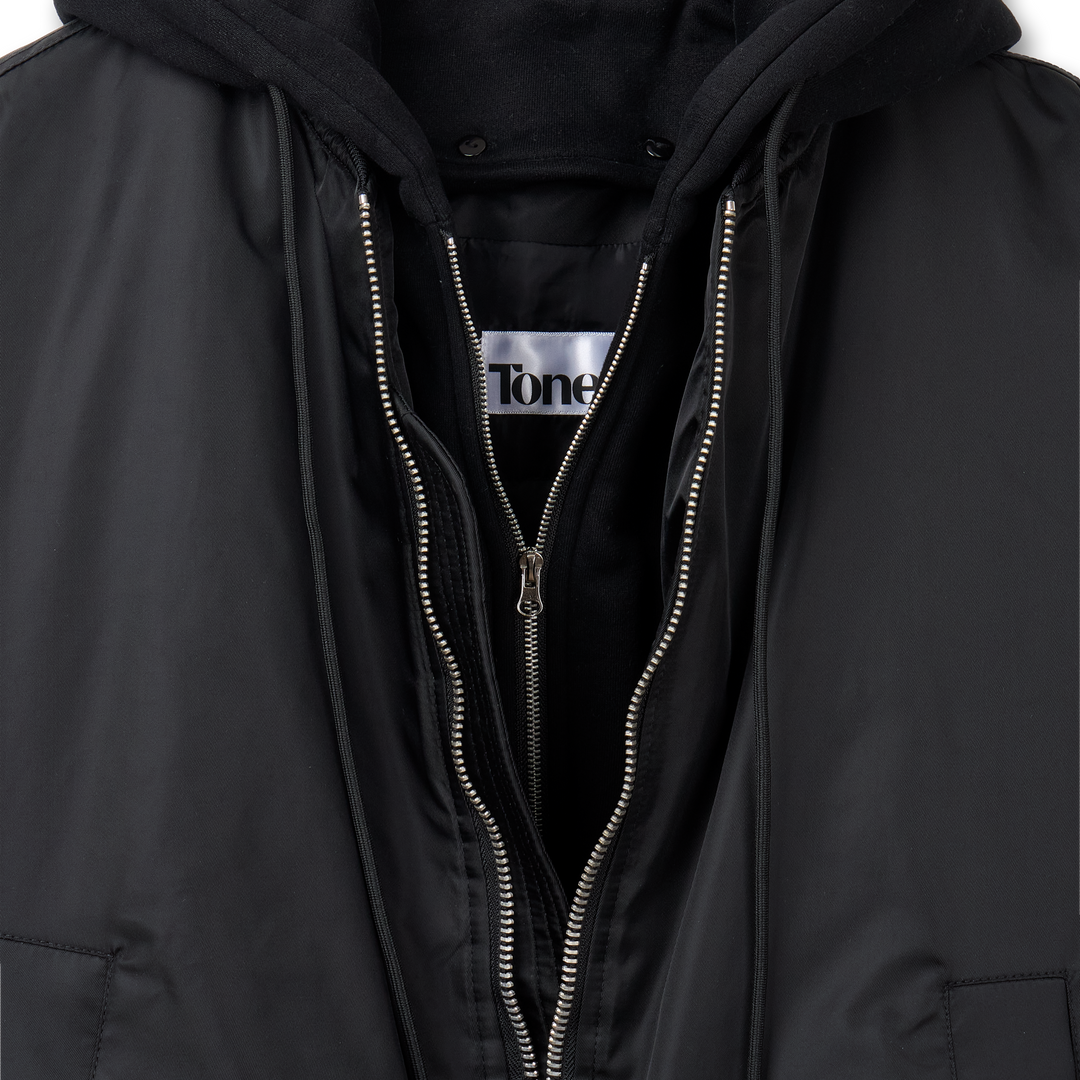 Layered padded hooded MA-1 jacket - Black