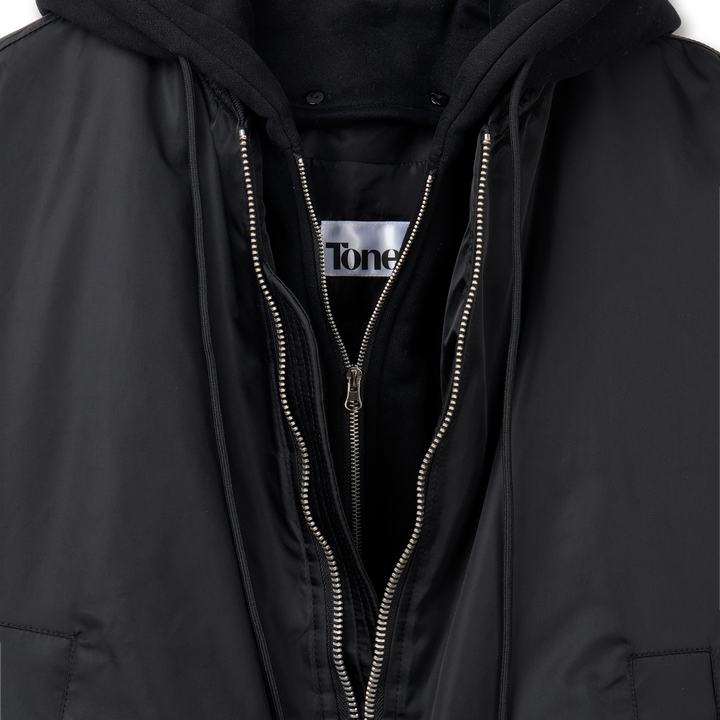 Layered padded hooded MA-1 jacket - Black