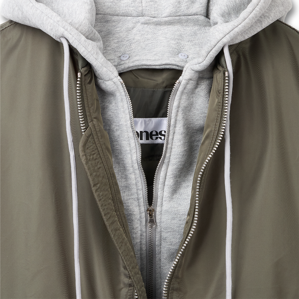 Layered padded hooded MA-1 jacket - Khaki