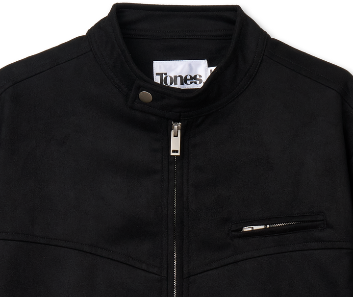 Western Suede Biker Jacket - Black