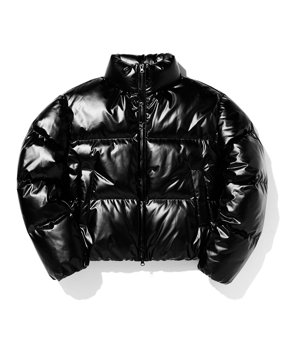 High Glossy Puffer Crop Padding - Black