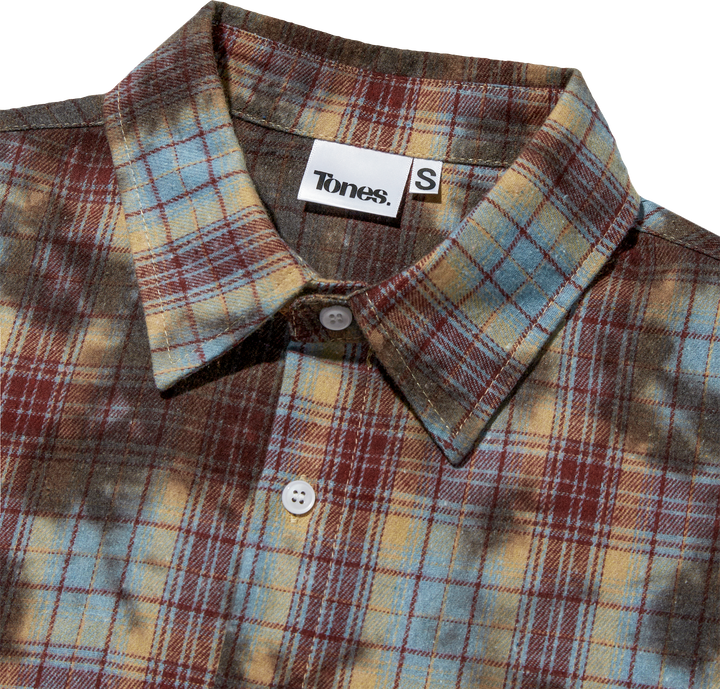 Overfit Vintage washed check shirts - Dirty Red