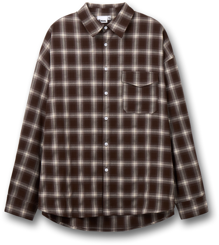 One Pocket City Ombre Check Shirt - Brown