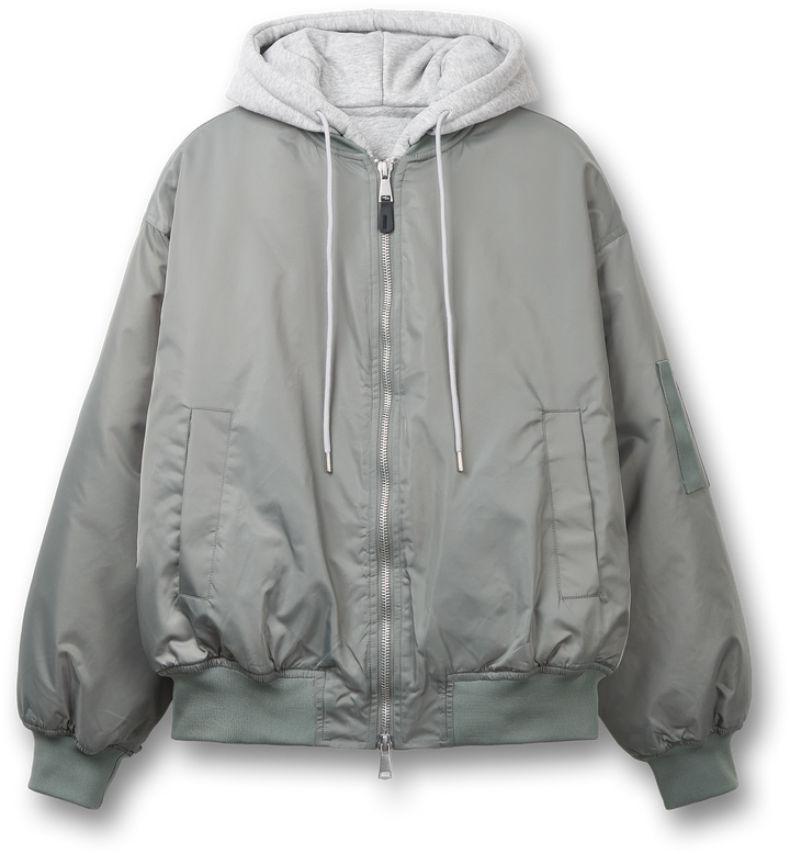 Layered padded hooded MA-1 jacket - Grayish Khaki