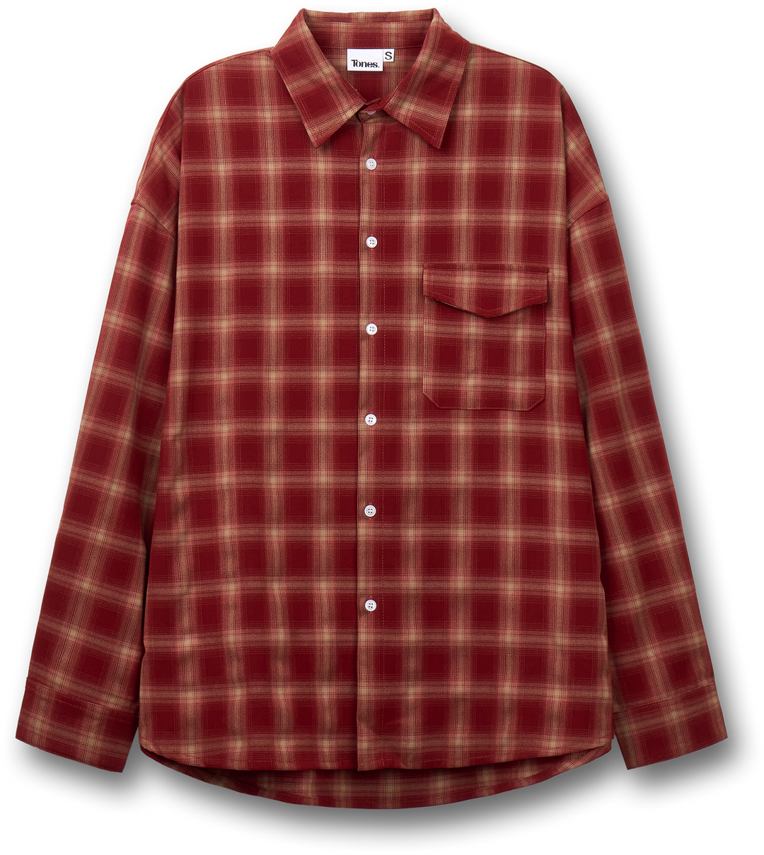 One Pocket City Ombre Check Shirt - Red