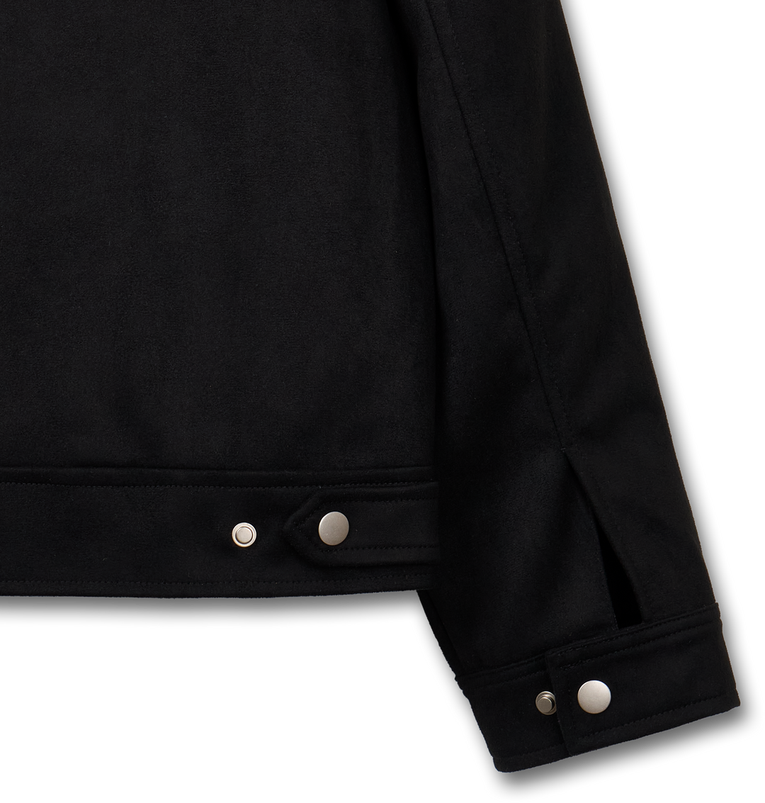 Western Suede Biker Jacket - Black