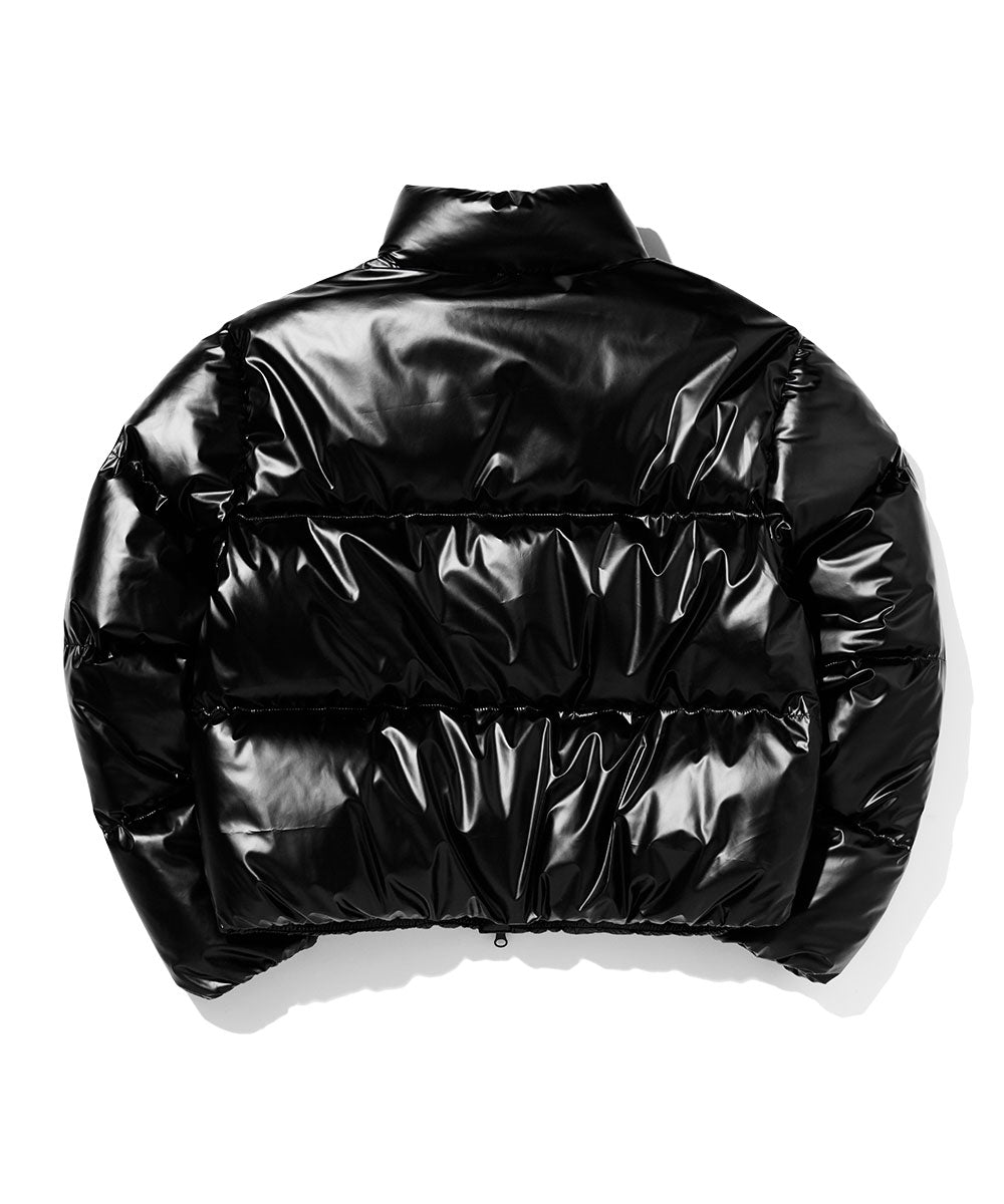 High Glossy Puffer Crop Padding - Black