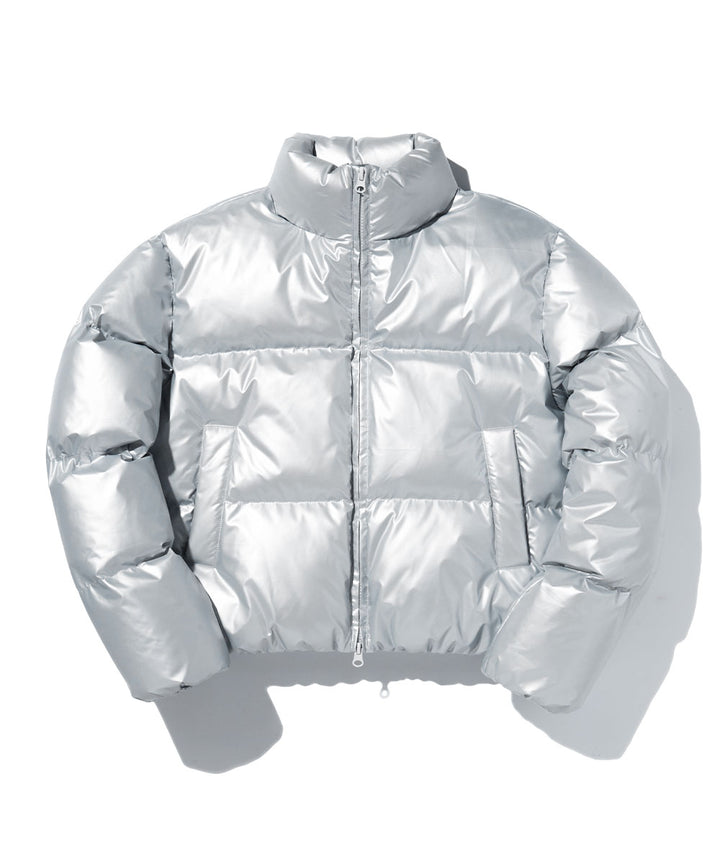 High Glossy Puffer Crop Padding - silver