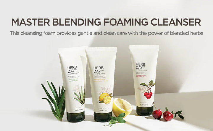 The Face Shop Herb Day 365 Master Blending Cleansing Foam Aloe & Green Tea Face Cleanser 5.07 Fl Oz