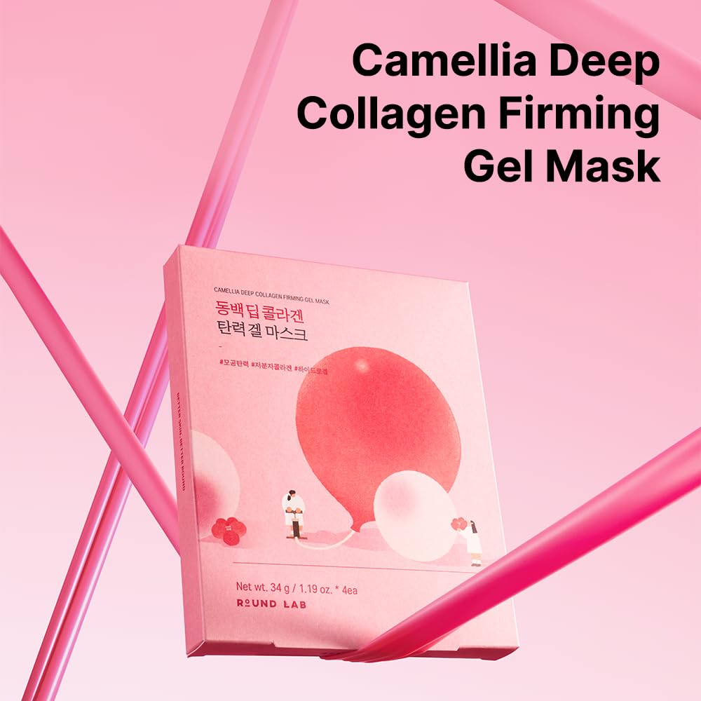 ROUND LAB Camellia Collagen Mask NET wt. 34 g/1.19 Fl Oz 4ea