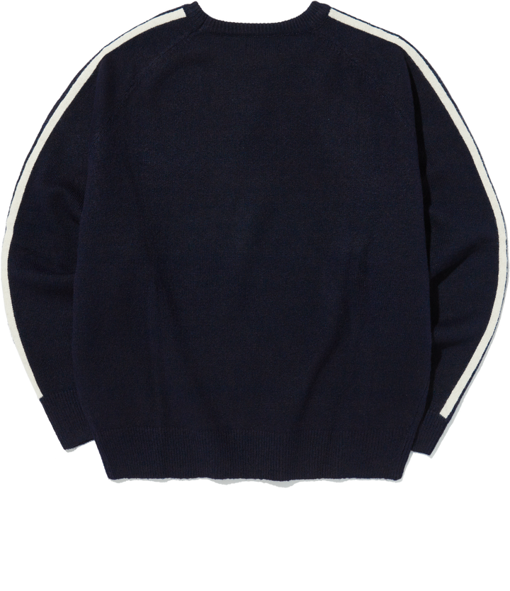 Track Round Knit Sweatshirt - NAVY