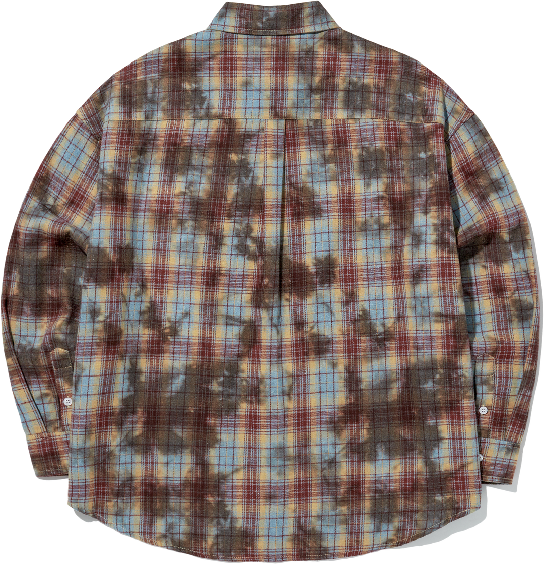 Overfit Vintage washed check shirts - Dirty Red