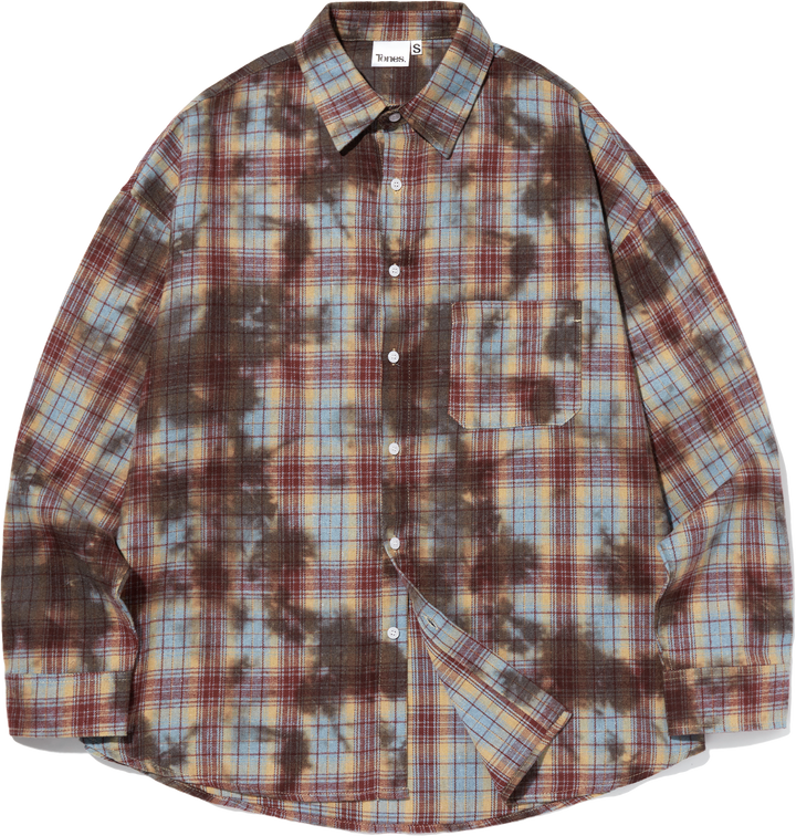 Overfit Vintage washed check shirts - Dirty Red