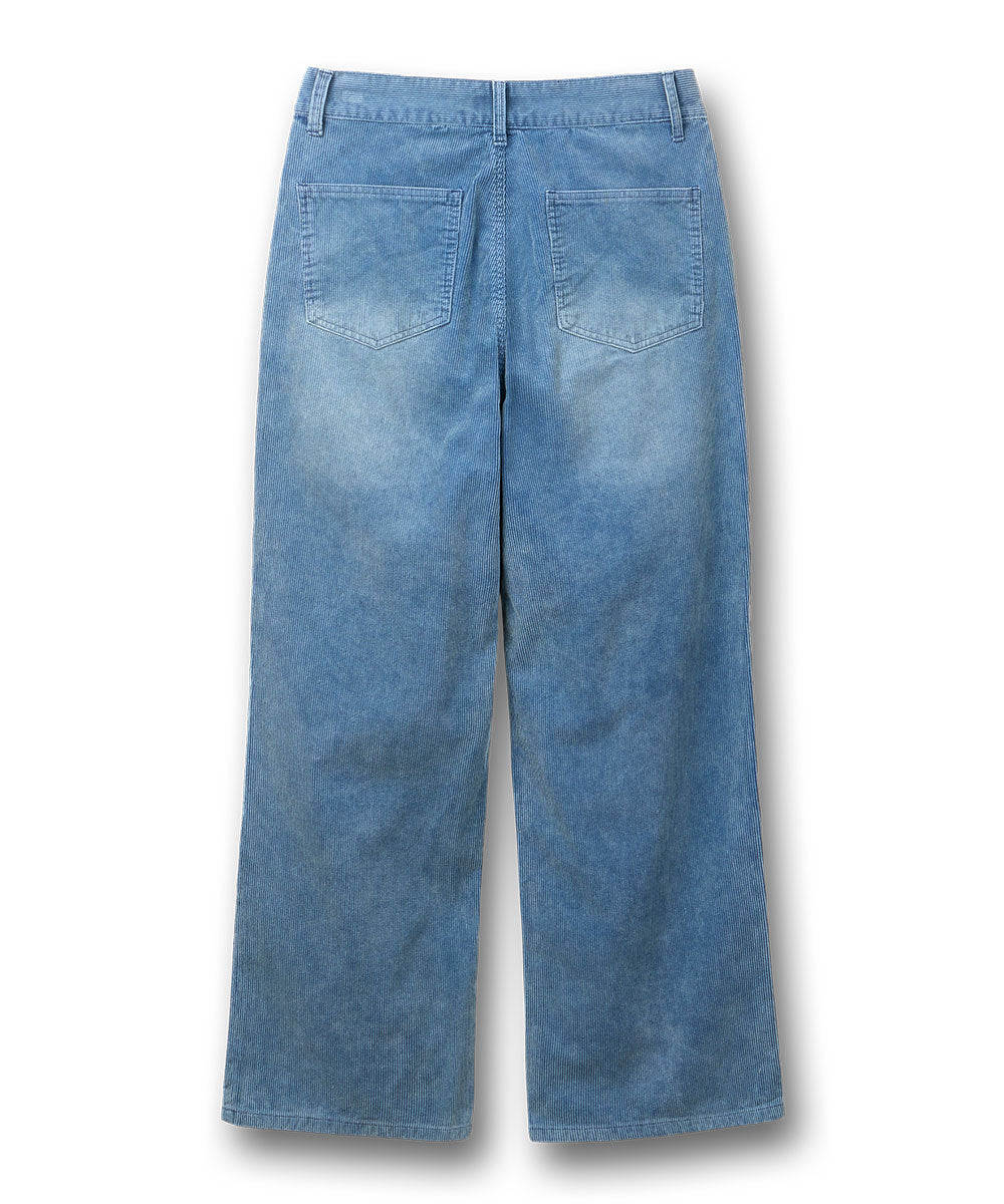 Fading Corduroy Wide Pants - snow indigo