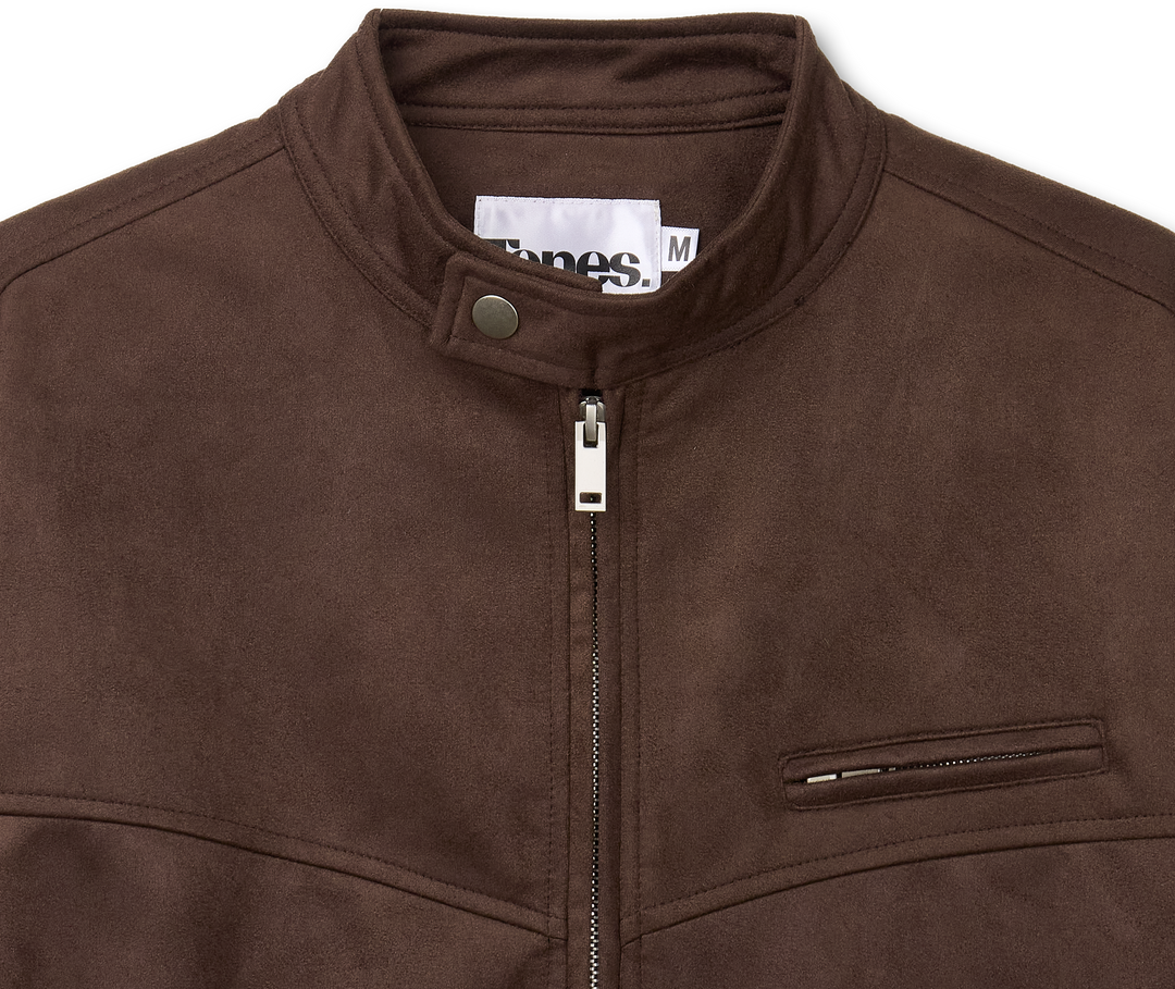 Western Suede Biker Jacket - Brown