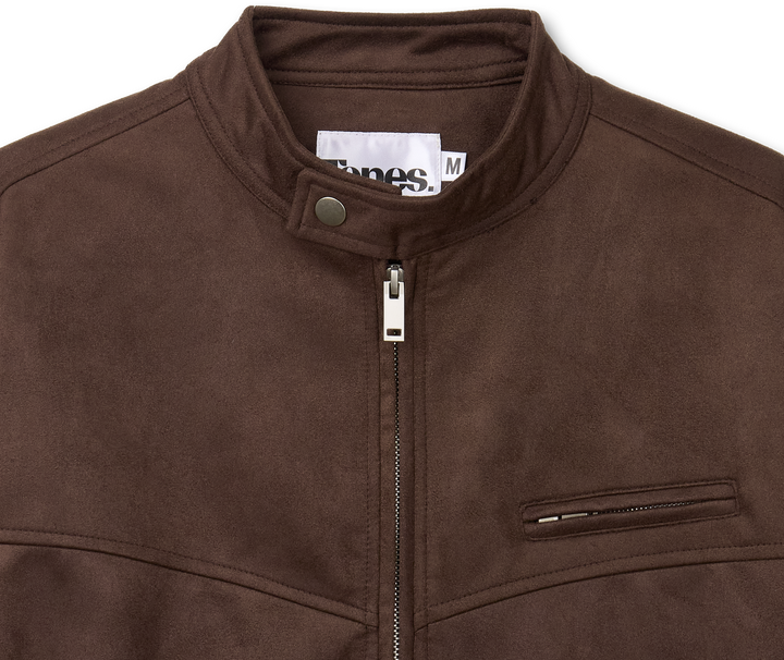 Western Suede Biker Jacket - Brown