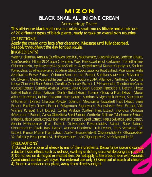 MIZON Black Snail All in One Cream 2.53 fl. oz, 75ml