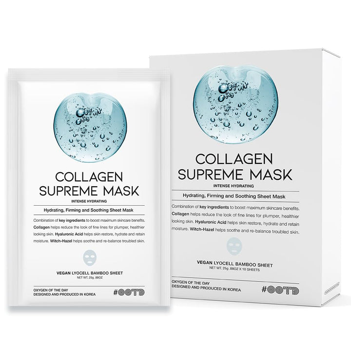 OOTD Beauty Collagen Supreme Mask for face (10pcs) 14.11oz