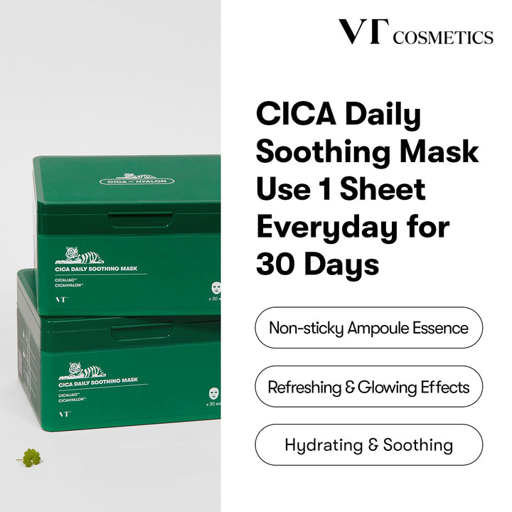 VT Cosmetics Daily Soothing Mask Facial Sheet Mask for Moist & Hydrating / 30ea