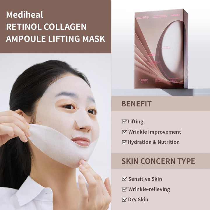 MEDIHEAL Retinol Collagen Ampoule Lifting Mask (4 Counts)