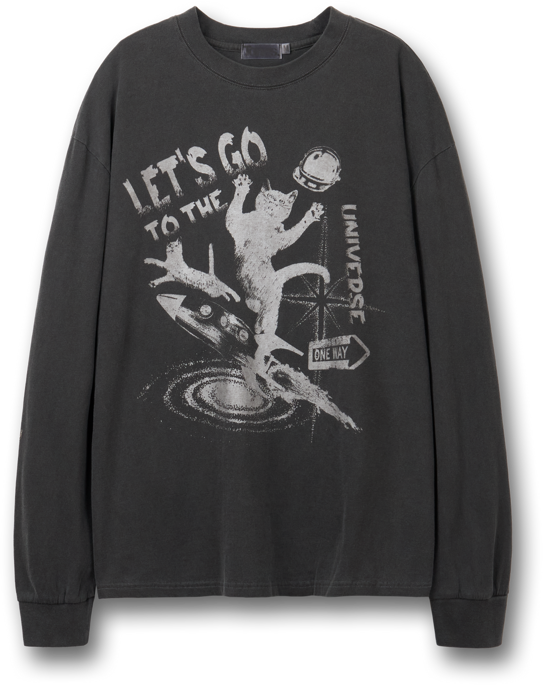 Universe Cat Pigment Long Sleeve - Charcoal