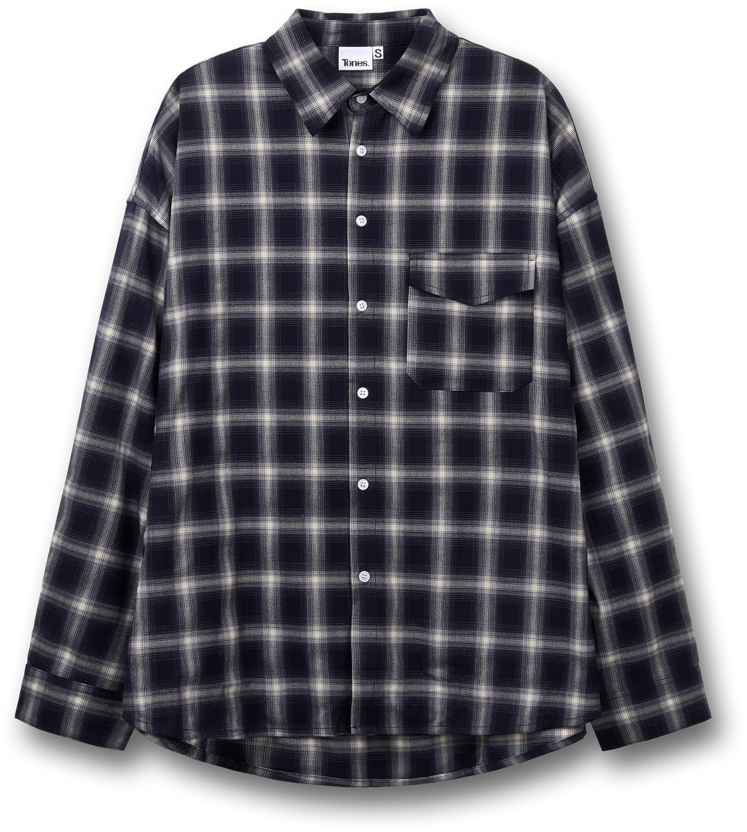 One Pocket City Ombre Check Shirt - Navy