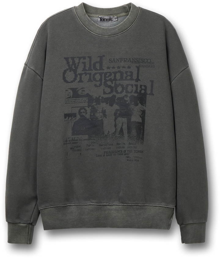 Wild Social Pigment Sweatshirt -  Khaki