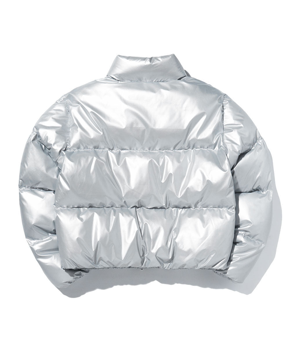 High Glossy Puffer Crop Padding - silver