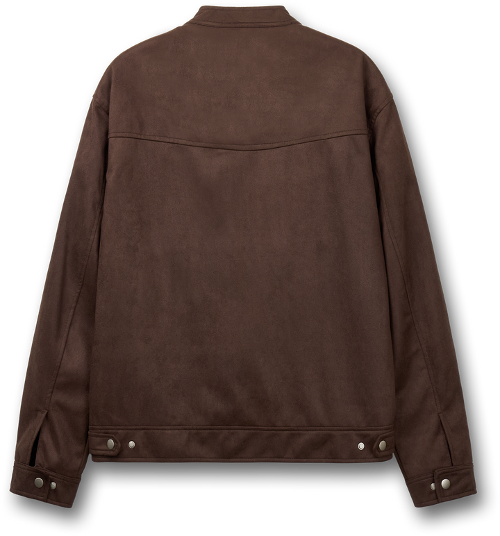 Western Suede Biker Jacket - Brown