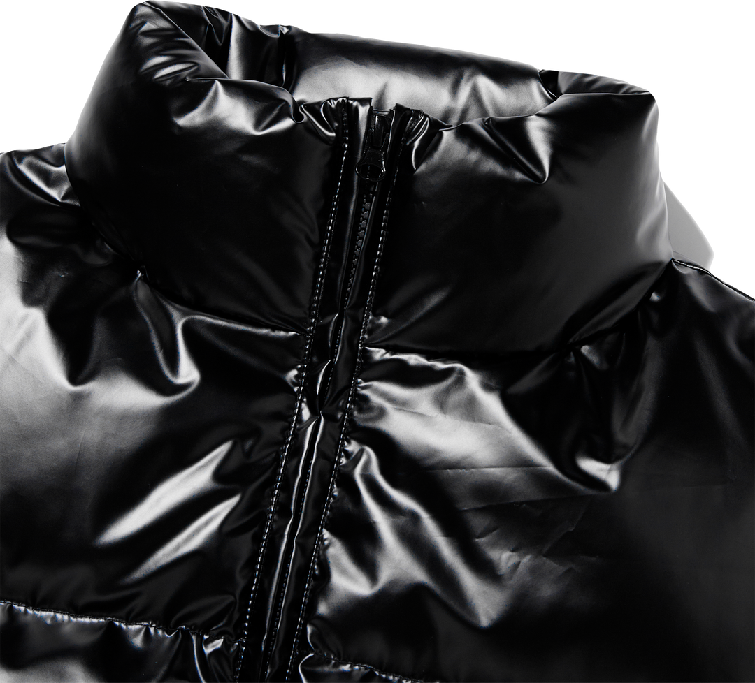 High Glossy Puffer Crop Padded Vest - Black