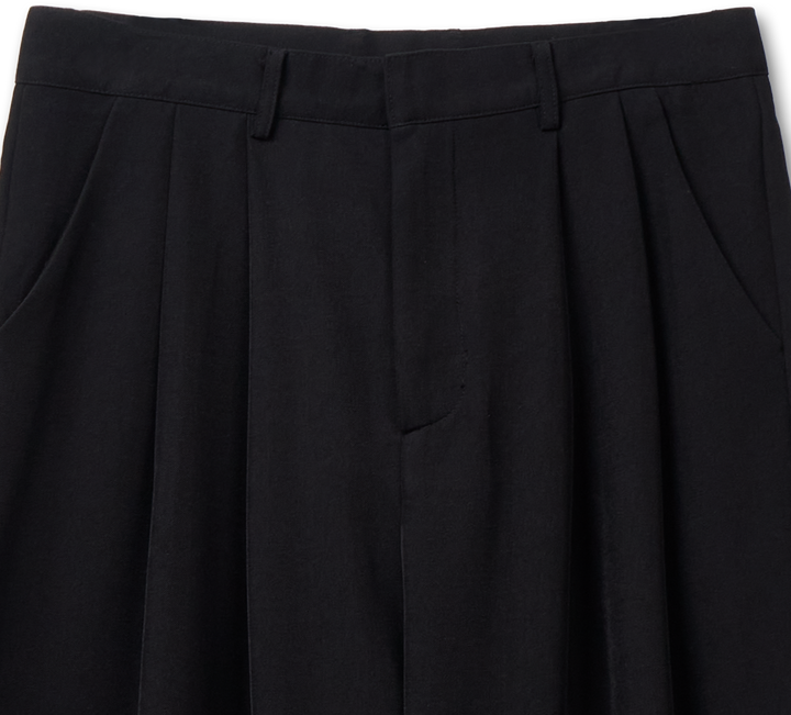 Pin tucks Wide Slacks - black